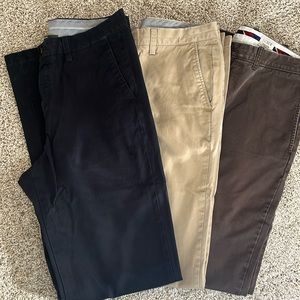3 pair men’s flat front chinos 34x36